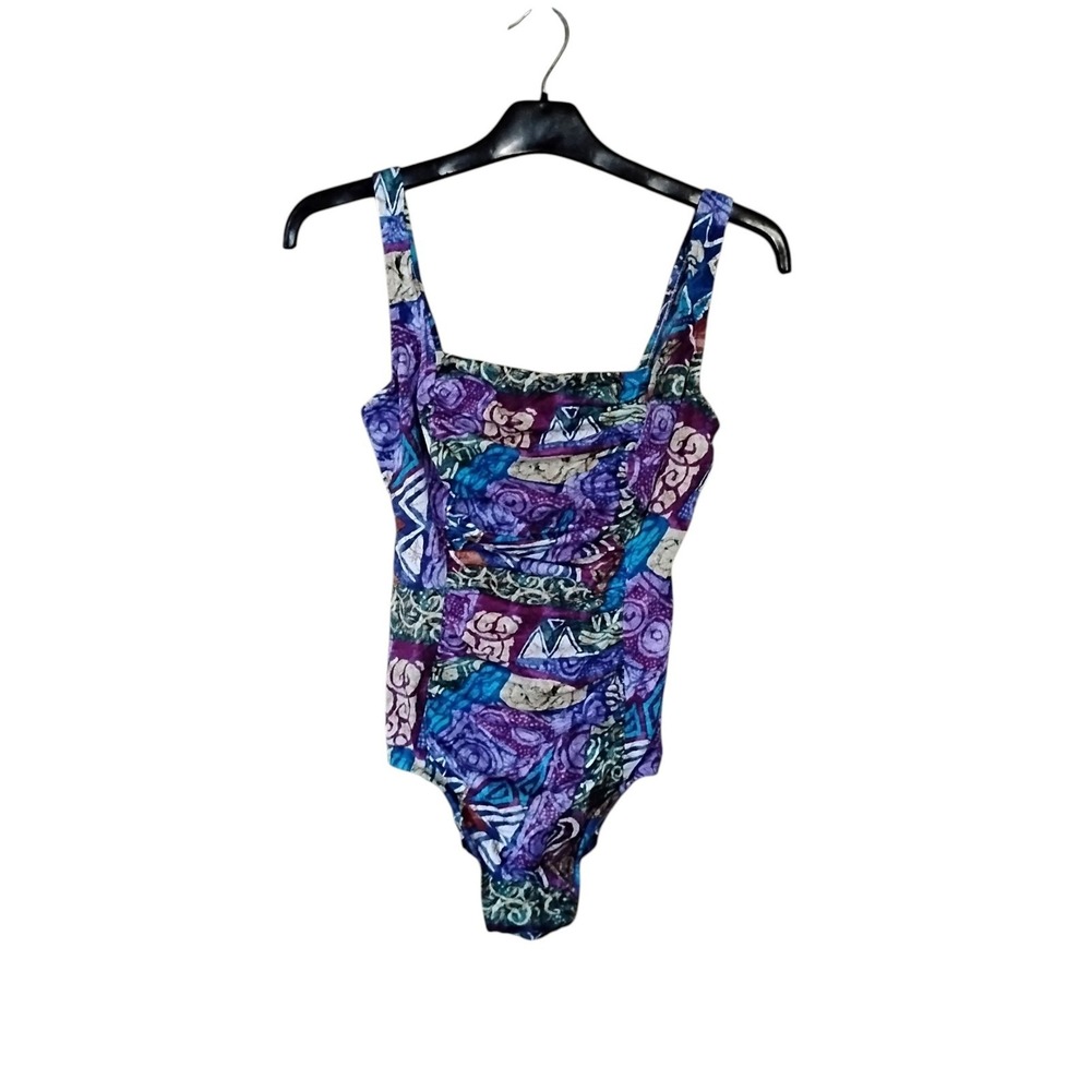 Vintage Jantzen Classics Womens Abstract Geometric One Piece Swimsuit Size 10